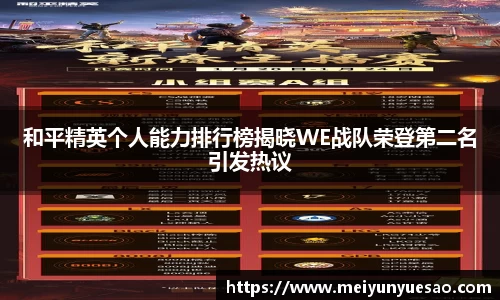 和平精英个人能力排行榜揭晓WE战队荣登第二名引发热议